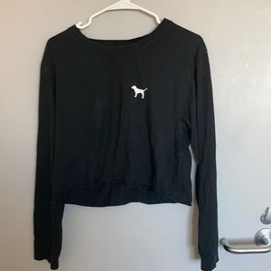 PINK Black Long-sleeve Crop Top